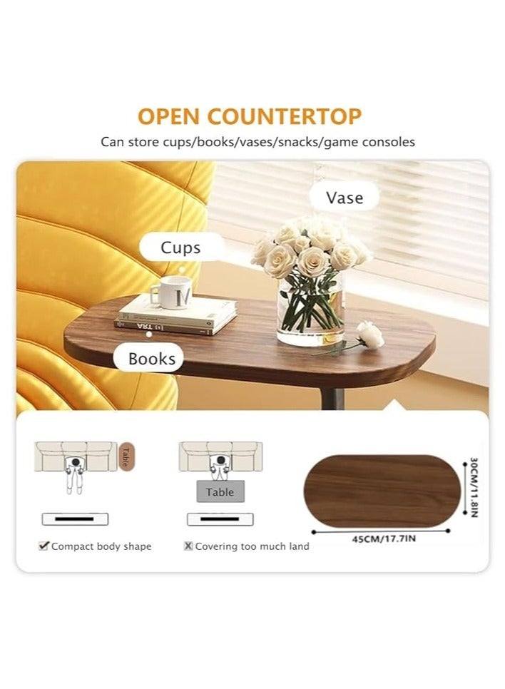 Wooden C-Shaped Side Table with Metal Frame – Modern Tea and Coffee Table for Sofa - Image 3